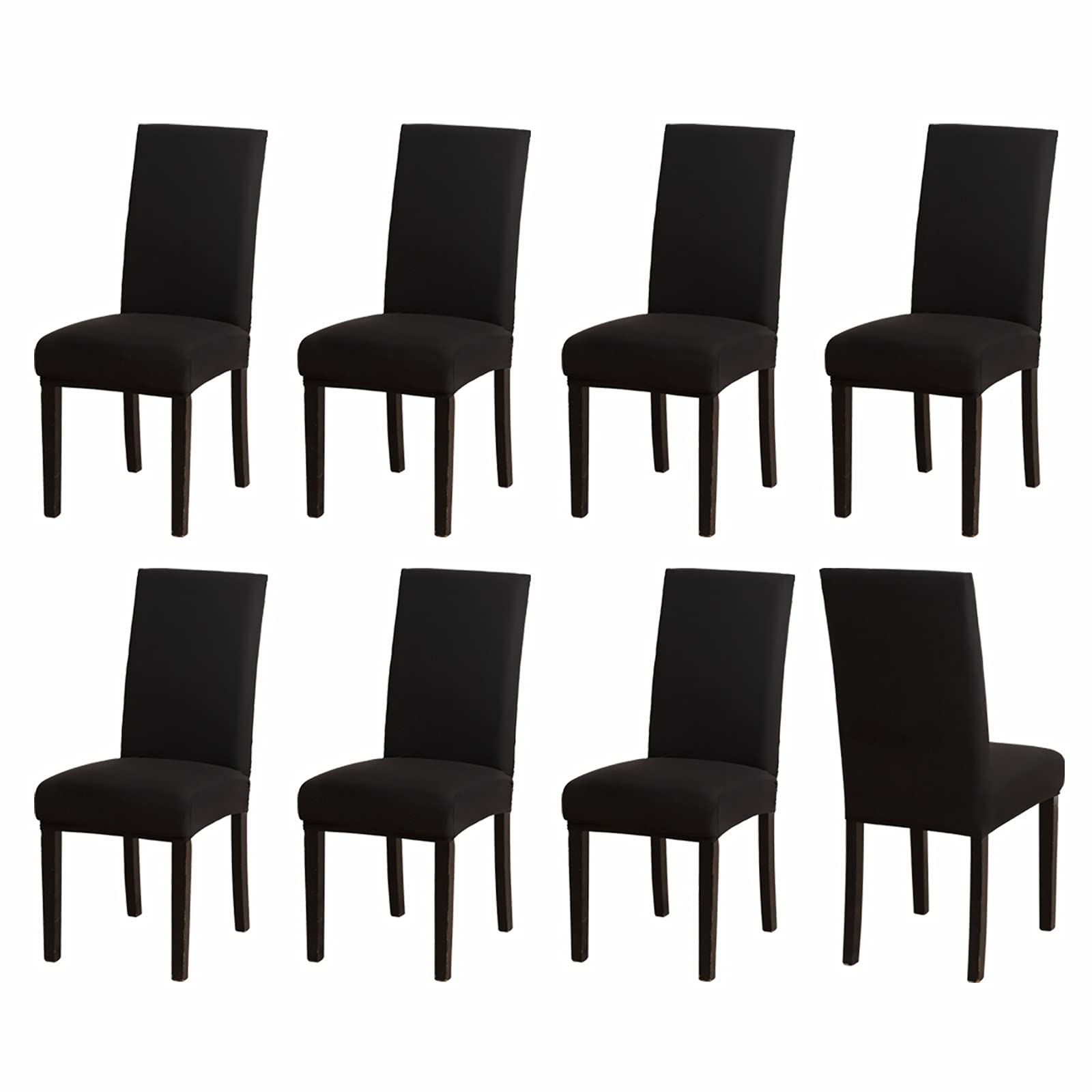 Sufdari Chair Covers 8 Black,Stretch Dining Chair Covers, Spandex seat Covers for Dining Chairs,Elastic Washable Chair Protectors for Dining Room,Hotel,Restaurant,Banquet (8,Black)
