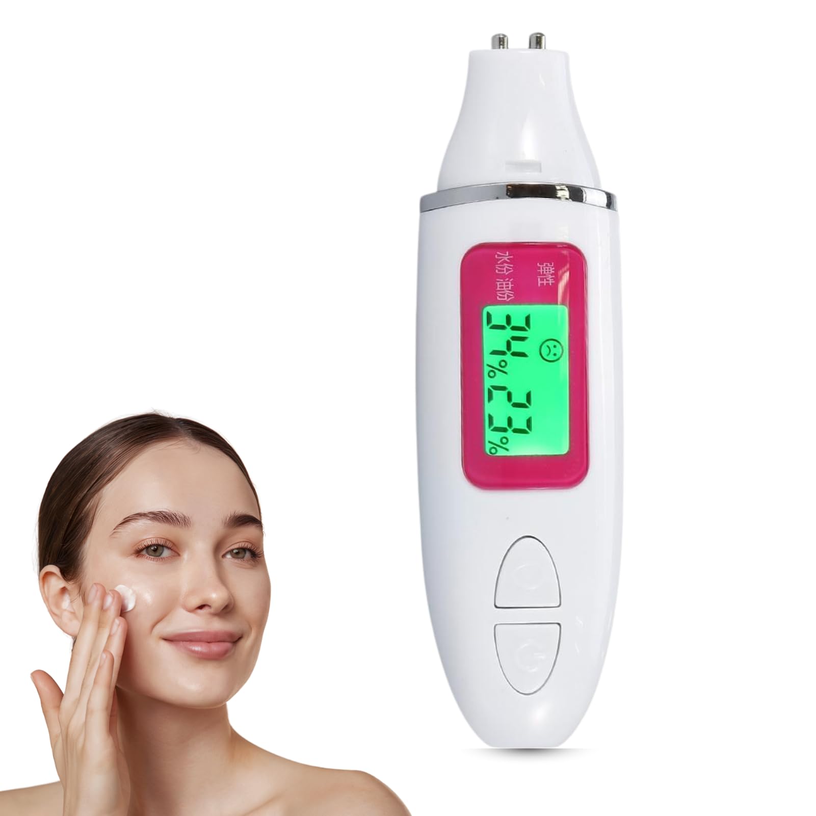DEWIN Skin Analyzer LCD Display Body Oil Water Moisture Tester Analyzer Skin Sensor Meter 2 Colours (Colour: White)