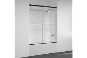 VINNOVA Spezia 60" W x 58" H Double Sliding Frameless Tub Door in Matt Black