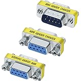 DTECH Serial Adapter 3-Pack (DB9 F-F, M-F, M-M), Mini Size RS232 Coupler, Female to Male 9 Pin Connector, for PC Computer Dat