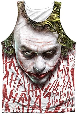 Dark Knight Joker Face (Front Back) Mens Sublimation Tank Top Shirt MD White