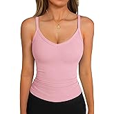 GKBK Tank Tops for Women Spaghetti Strap Ribbed Camisole Tops 2026 Slim Fitted V-Neck Soft Basic Layering Shirts