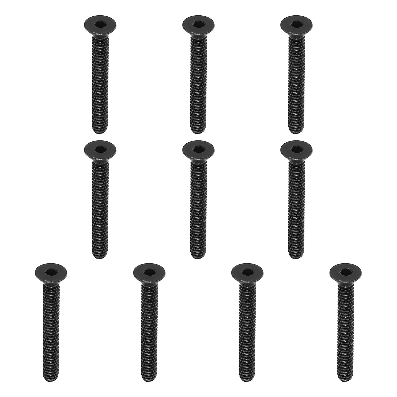 PATIKIL #8-32 x 1-1/4 Inch Flat Head Socket Cap Screws, 10 Pack Flat Countersunk Bolts Hex Socket Drive Machine Screws Full Thread Coarse Thread UNC Black Oxide Grade 10.9