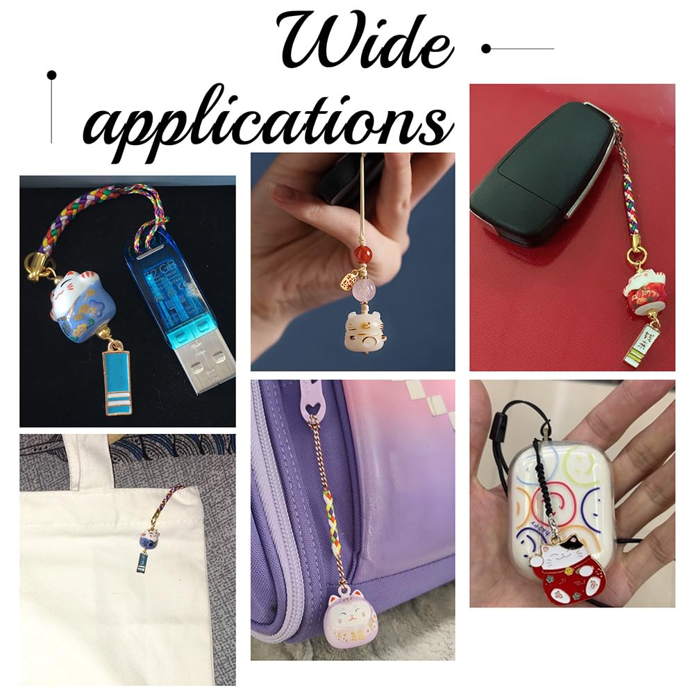 PH PandaHall 8pcs Lucky Cat Keychain Beckoning Cat Pendants Japanese Maneki Neko Fortune Pendants Keyrings Wealth Health Cats Ornament Mobile Phone Pendant for Cell Phone Backpack Wallet Christmas