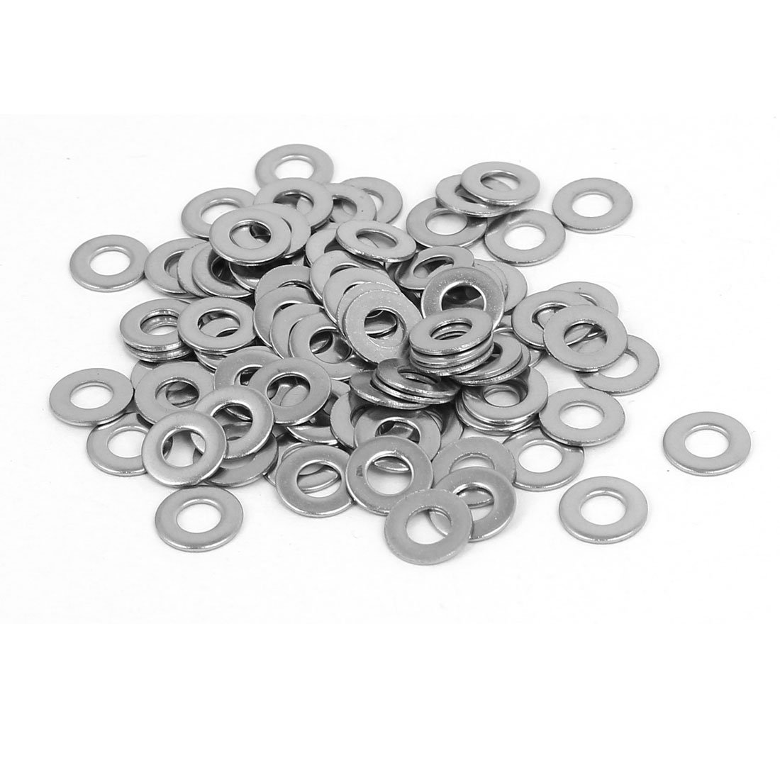 Sourcingmap M4 304 Stainless Steel Flat Washers Spacers Fastener DIN125 100PCS