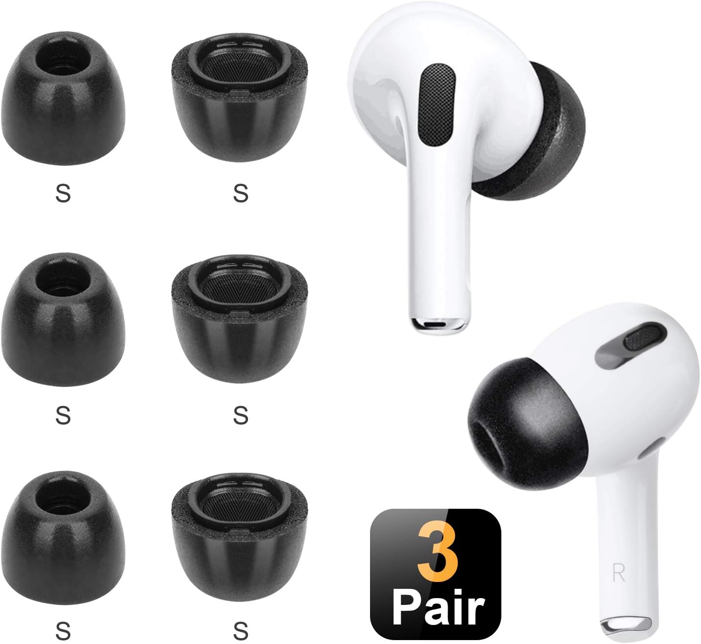 UAYESOK Lot Embouts Silicone Souples S/M/L Pour Tube Acoustique Talkie-Walkie Motorola Kenwood Baofeng – 6 Paires Confortables Et Durables, Noir
