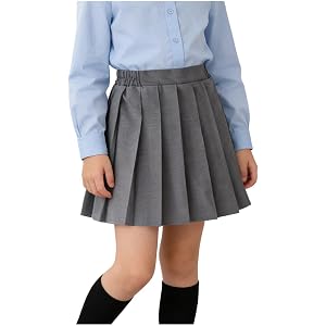 DASAYO Girls Pleated Uniform Skirts with Shorts Elastic Waist Toddler Kids Cute Mini Tennis Skirt Girl Back to School Clothes