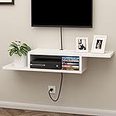 ChooChoo Floating TV Stand Shelf, Wall Mount Entertainment Center Media Console for Living Room, Bedroom, White