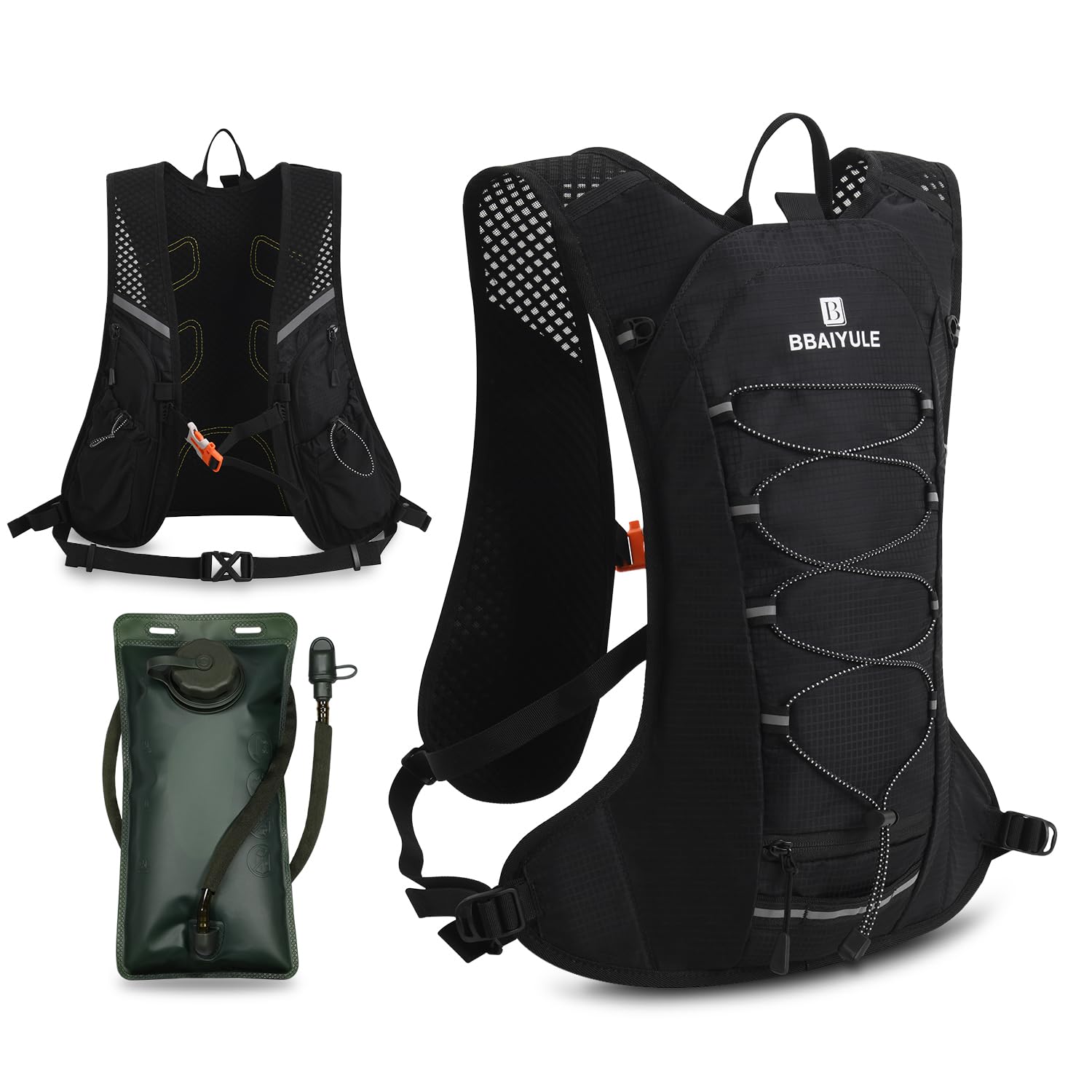 BBAIYULE® Hydration pack with hydration bladder 2L BPA Free|running vest backpack|bike backpack for skiing hiking cycling|backpack with hydration system (Backpack with 2L hydration bladder(Green))