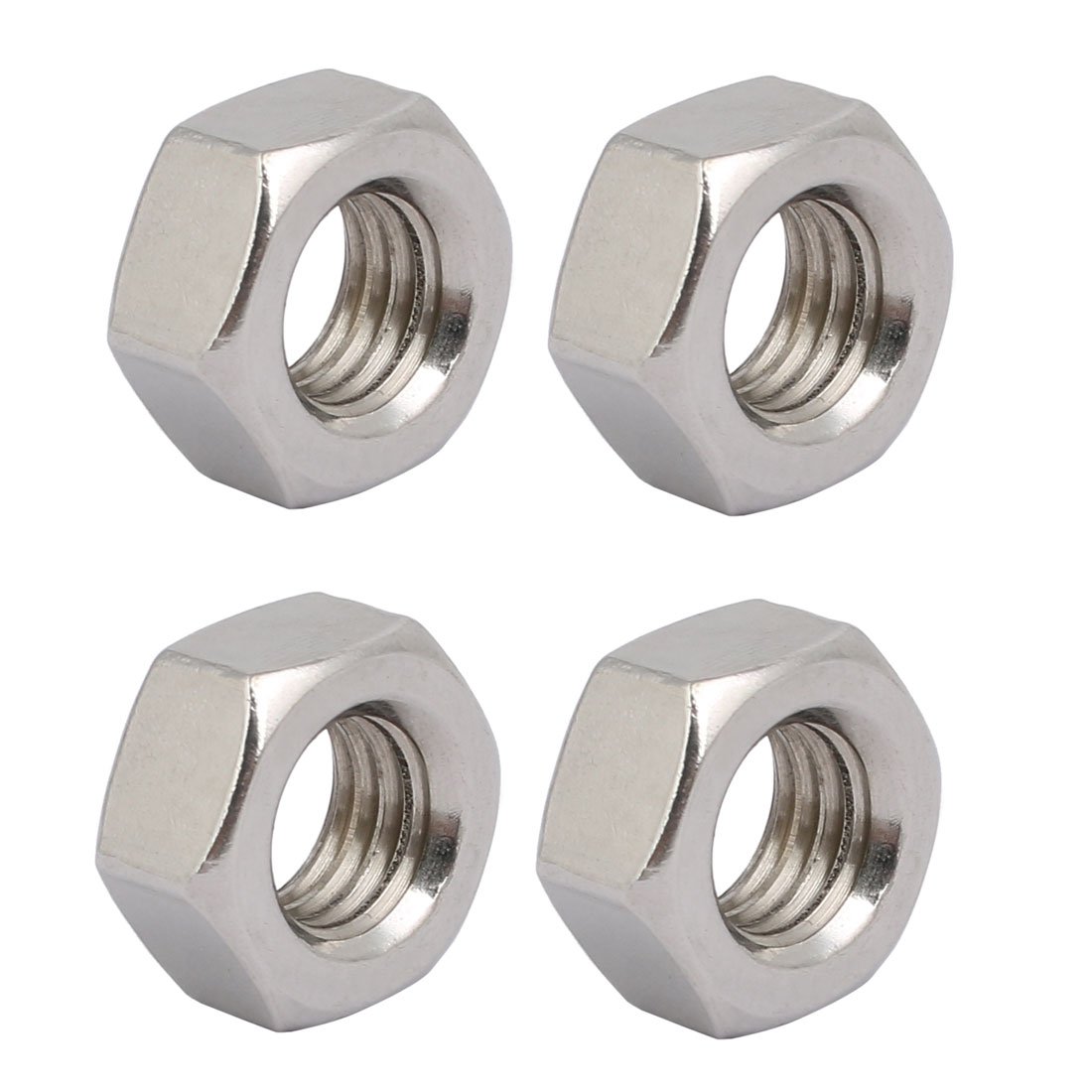 Sourcingmap 4pcs M12 x 1.75mm Pitch Metric Thread 201 Stainless Steel Left Hand Hex Nuts