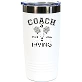 Promotion & Beyond Tennis Coach Tumbler Gifts for Men - Coach Gift for Women - Cheer Coaches Gifts - Tennis Coaches Appreciation - Tumbler 20oz - White, Black Etching