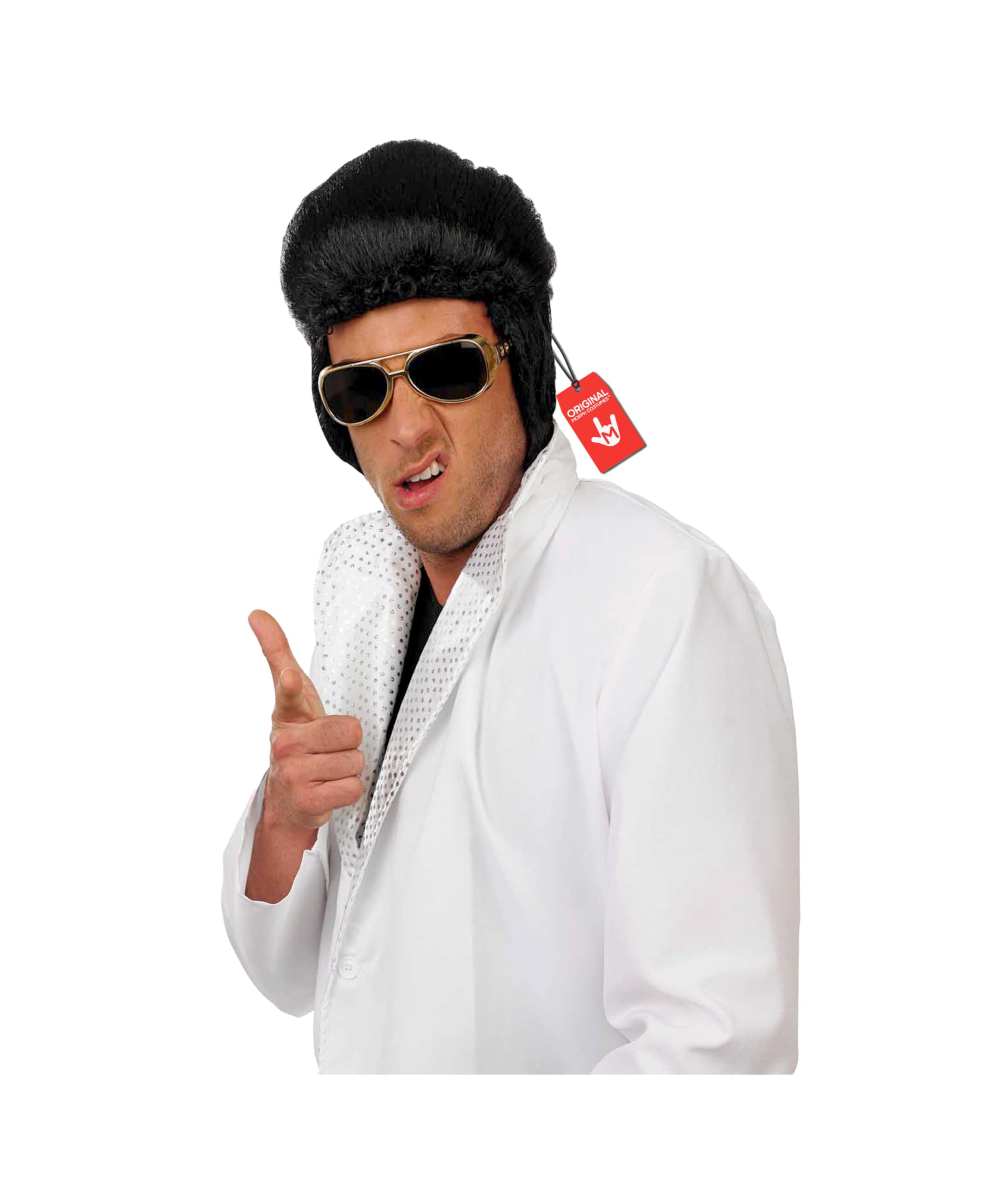 Mens Popstar Wig Adults 1950s Rockstar Icon Quiff Costume Accessory One Size