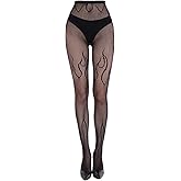 PPX Flame Fishnet Tights, Sexy High Waist Fishnet Stockings for Women, Stretchy Fishnets