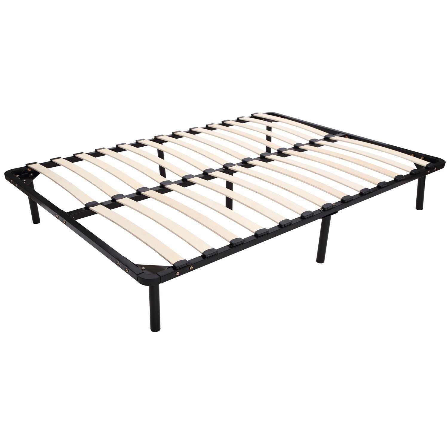 HOM Double Full Size Wood Slat Bed Frame Solid Steel Bedroom