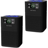 Air Purifier for Bedroom Home, FETIONS Air Cleaner with Fragrance Sponge Sleep Mode 3-in-1 Filtration System, Compact with H13 HEPA Filter for Pet Dander Pollen Smoke Dust Odor, Black, 2 Pack