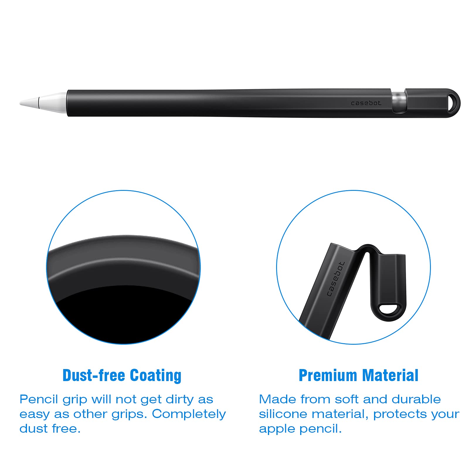 FINTIE Silicone Sleeve Compatible with Apple Pencil 1st Generation, Ultra Light Pen Skin Case Cover Soft Protective Pencil Grip Holder with 2 Nib Covers & Cable Adapter Tether, Black