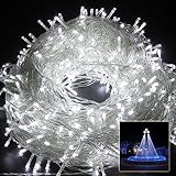 Excelvan Safe Low Voltage 8 Modes 500 LEDs 100m/328ft Dimmable Fairy String Lights with Transparent String for Bedroom Patio Garden Gate Yard Party Wedding Christmas Decoration, Cool White