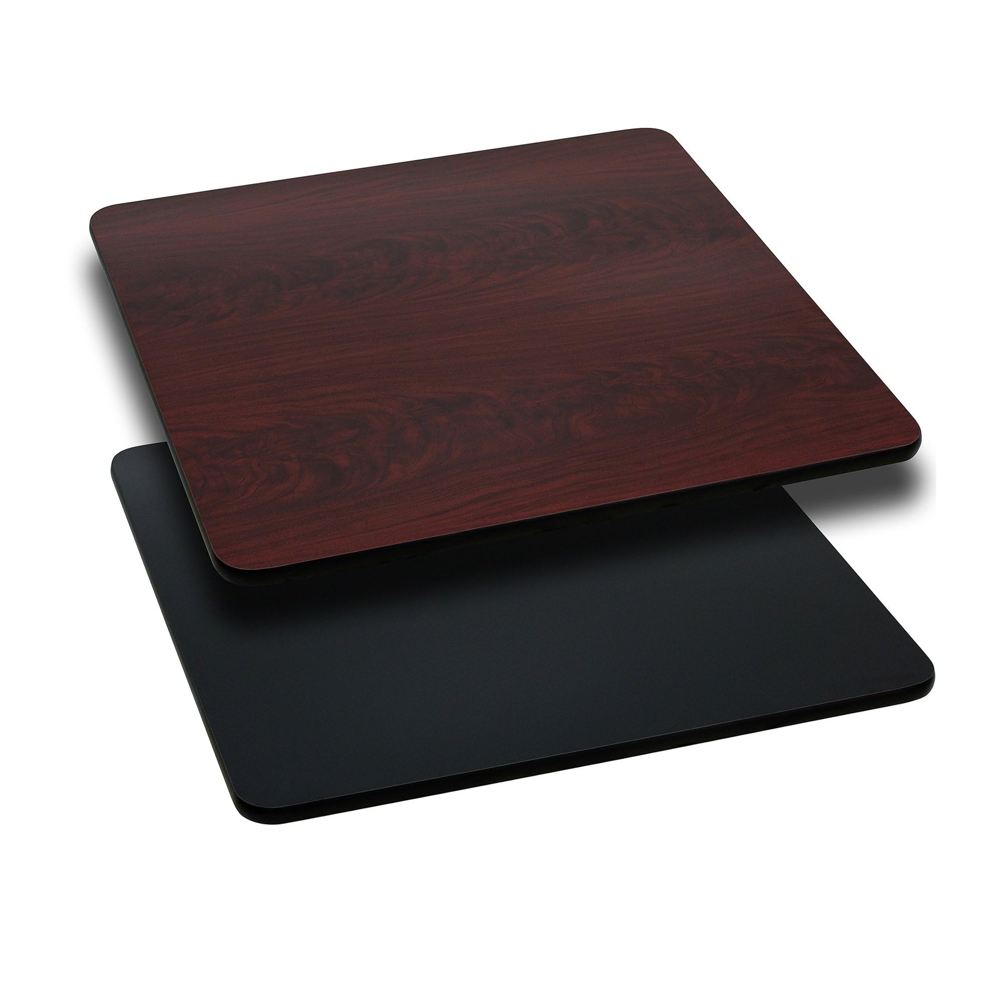 Photo 1 of Flash Furniture 36in. Square Resin Tabletop with Reversible Laminate Top - Black/Mahogany, Model Number XUMBT3636