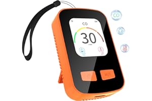 IAFER ﻿Travel Carbon Monoxide Detector, 3in1 Portable CO Detector for Car Camper Camping, Battery Powered Rechargeable Carbon Monoxide Detectors with Temperature Humidity Sensor for Hotel Rome Home RV Trip