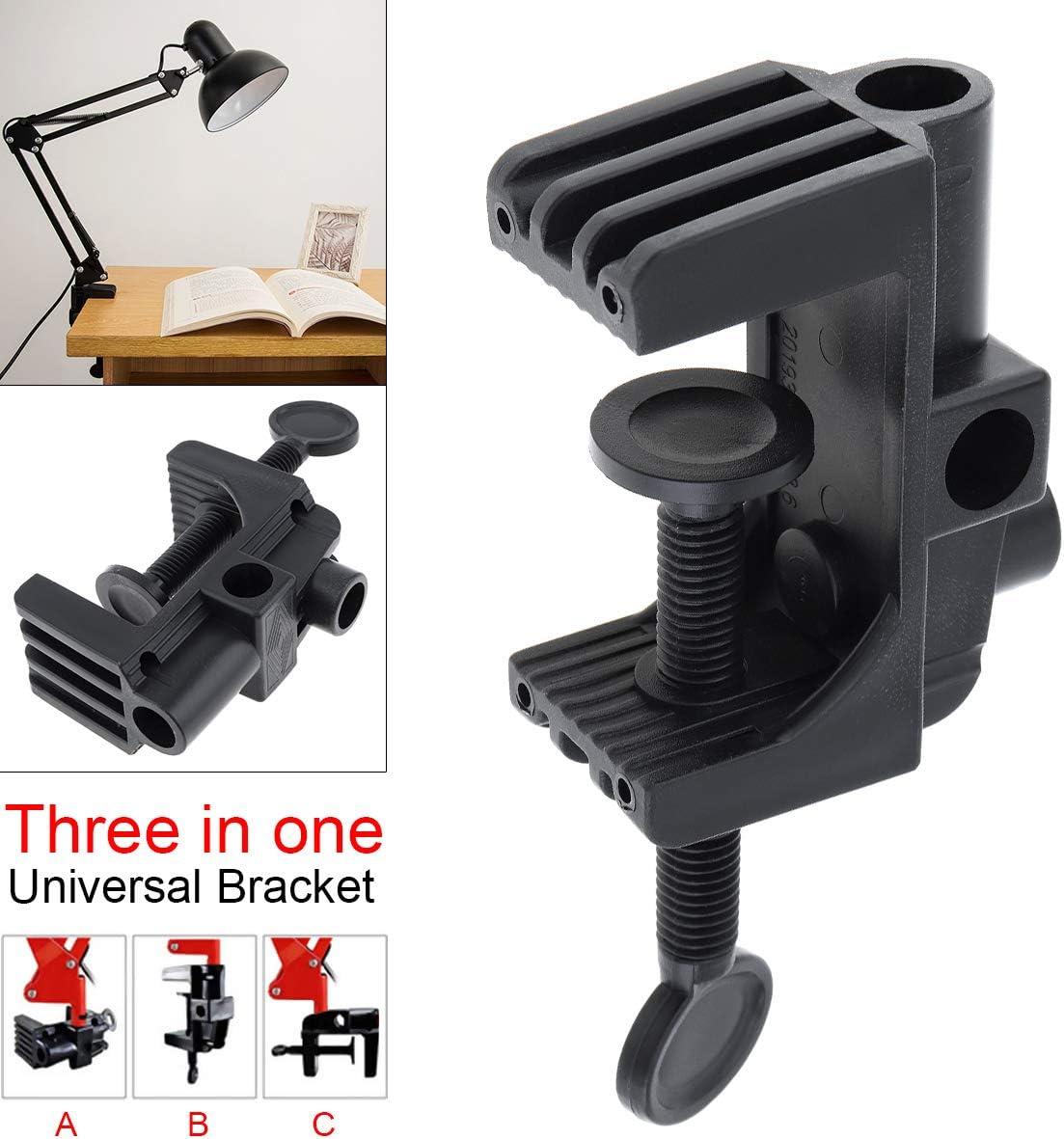 OriGlam Desk Mount Clamp, Multi-Function Clamp for Mount Stands Sturdy C-clamp for Cameras Lights, Hooks, Black / Black - Image 3