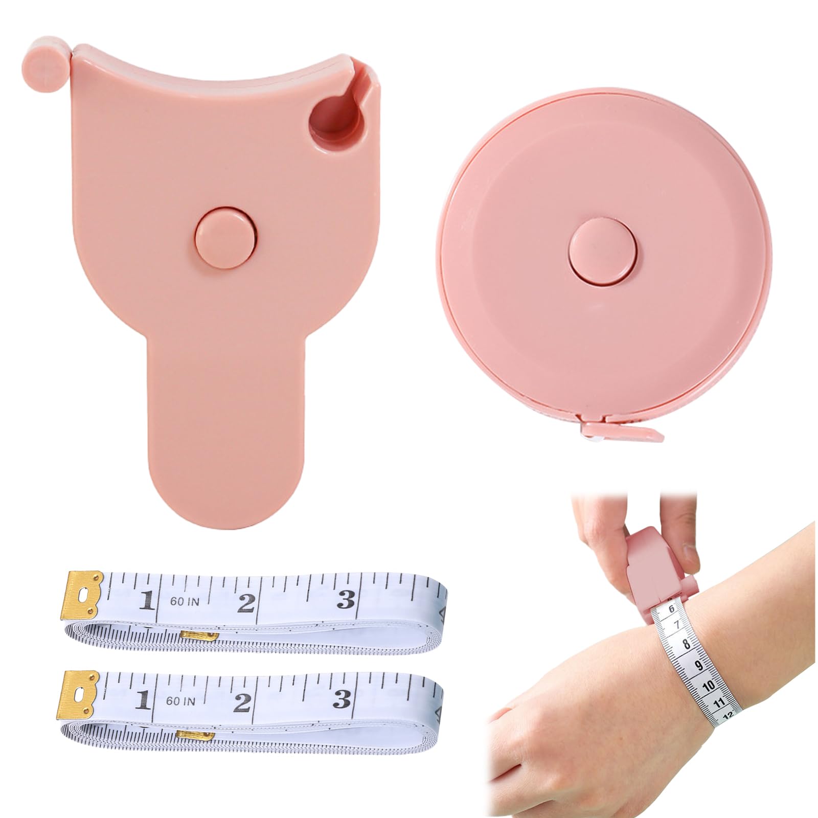 KASESSS 4 Pcs Tape Measure Body Set, Double Sided Body Measuring Tape, 60inch/ 150cm Fabric Tape Measure Retractable Tailors Tape Measure Soft Tape Measure Sewing for Body Measuring and Cloth Craft