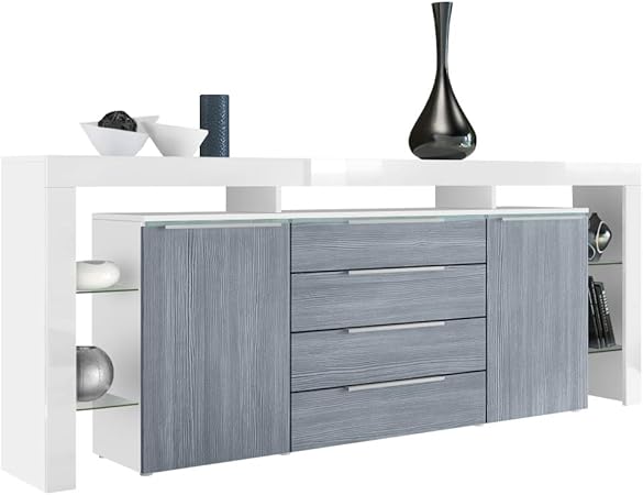 Vladon Sideboard Kommode Lima Nova V2 Korpus In Weiss Matt Front In Avola Anthrazit Vladon Amazon De Kuche Haushalt