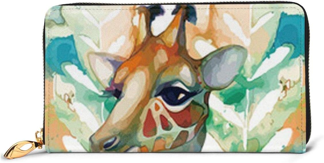 Giraffe Printed Leather Wallet Women Ladies Teen Girl Zip Purse Clutch Bag Travel Credit Card Holder Purse