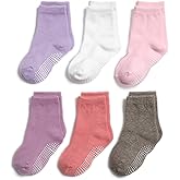 QIYIENDIAN 6 Pairs Non Slip Cozy Warm Crew Socks with Grips for Baby Infant Toddler Kids Boys Girls