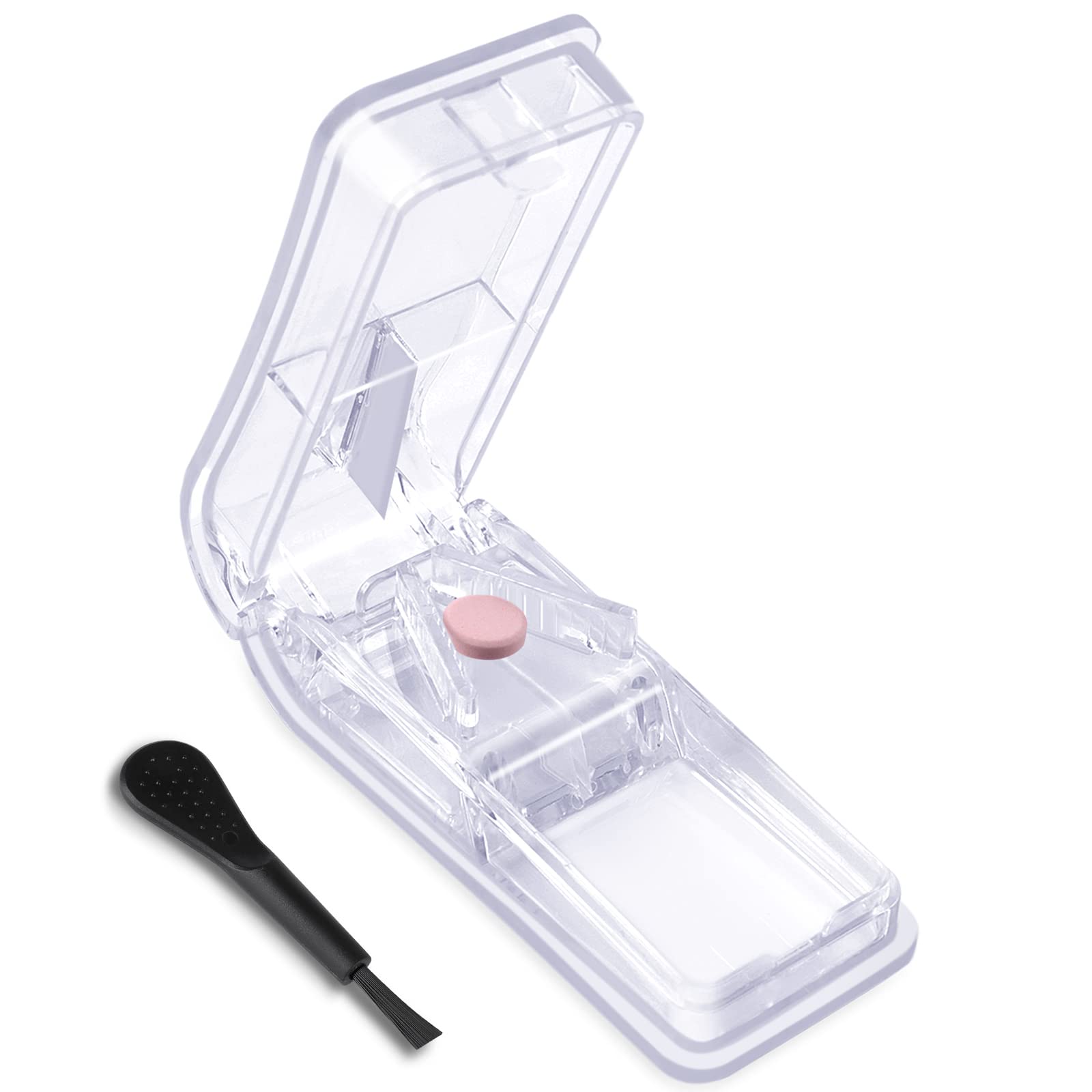 Opret Pill Cutter, Pill Splitter with Blade for Small Pills Large Pills Cut in Half Quarter for Tablet Vitamin Medicine (Transparent) — image 1