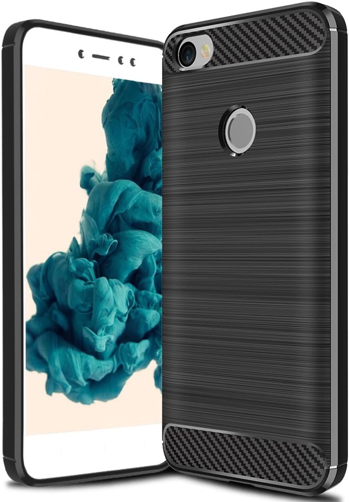 Xiaomi Redmi Note 5A / Xiaomi Redmi Note 5A Prime Case, UOJGOH Shock Absorbing Rugged Armor Scratch Resistant Silicone Case with Carbon Fiber Design Protective Cover for Xiaomi Redmi Note 5A / Xiaomi Redmi Note 5A Prime (Black)