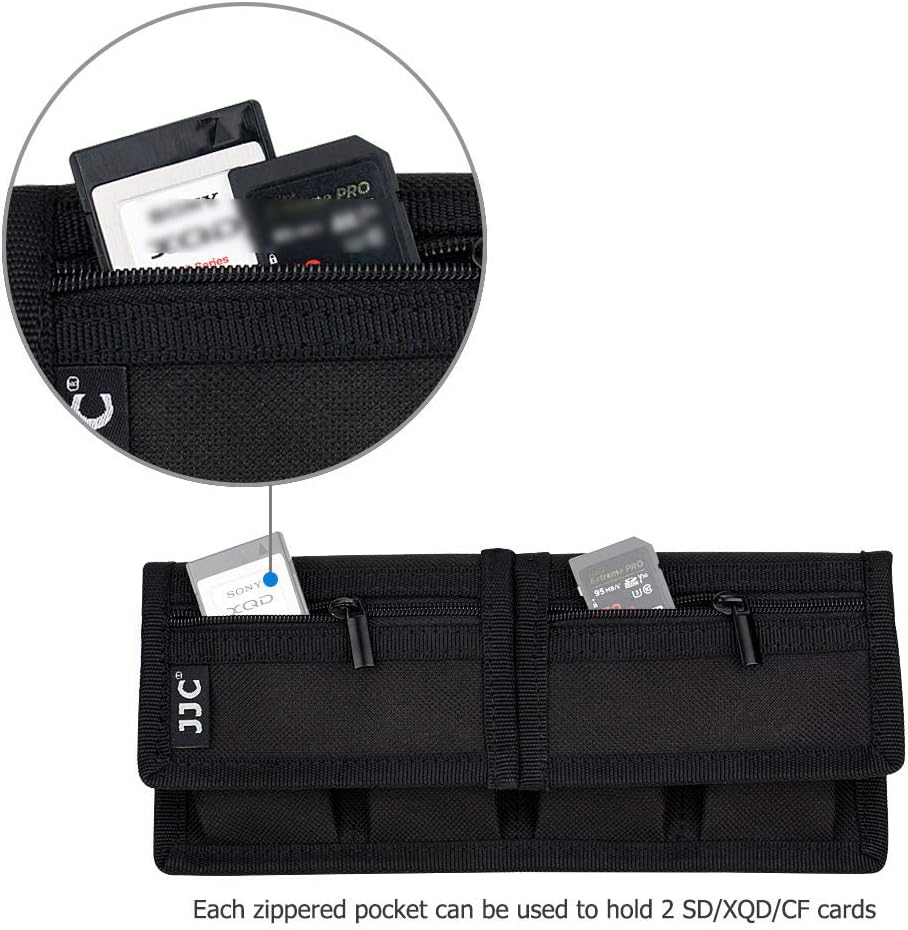 JJC Nylon Battery Pouch Camera Battery Case (4 Pocket) SD Memory Card Case for Canon EOS R 5D Mark IV 6D 7D 90D 80D Nikon Z6 Z7 D850 D800 D750 D7500 Sony A9 A7 A6600 A6100 SLR - Image 3