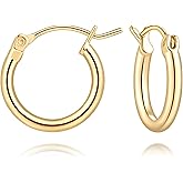 Tuogzzdq 14K Gold Earrings for Women 14K Gold Hoop Earrings for Women Dainty Hoop Earring for Womens Hoops Sleek Chic Womens Hoops Earring 12/14/16/18/20/25/30mm