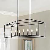 KOSTOMO Dining Room Chandelier,7 Light Kitchen Island Light Modern Farmhouse Chandeliers Contemporary Pendant Light Matte Bla