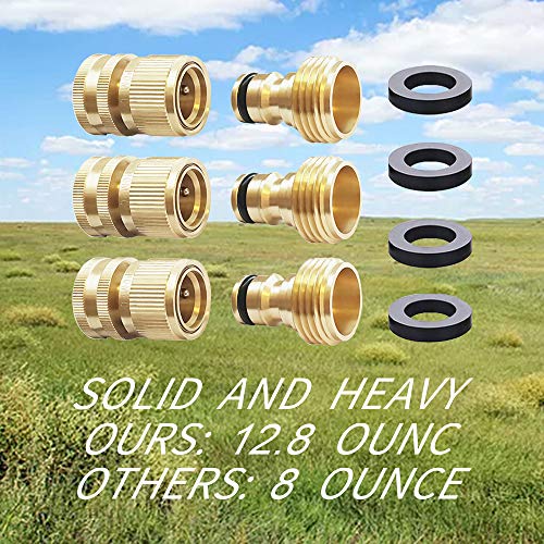 HQMPC Garden Hose Quick Connect Solid Brass Quick Connector Garden Hose