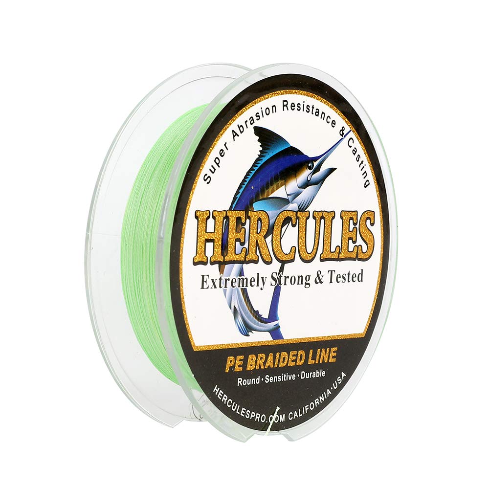 Hercules Super Strong 100M 109 Yards Braided Fishing Line 70 LB Test for Saltwater Freshwater PE Braid Fish Lines 4 Strands - Fluorescent Green, 70LB (31.8KG), 0.44MM — image 1