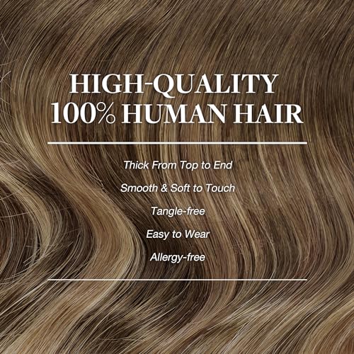 GOO GOO Natural Hair Clip in Extensions, 7pcs 120g 50cm 4/27/4 Chocolate Brown to Caramel Blonde, Natural Hair Extensions