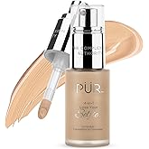 PÜR MINERALS 4-in-1 Love Your Selfie Foundation & Concealer - Longwear Full Coverage Liquid Makeup Foundation with Hydrating Blend for Refined-Looking, Natural Beauty Glow, Skin Texture & Tone
