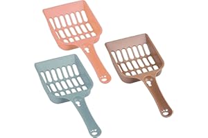 BAIQI 3PCS Plastic Cat Litter Scoop, Kitty Litter Boxes Scooper Pet Sift Shovel, Litter Cleaning Tool, 8.03.72.4 Inches (Pink, Blue, Coffee)