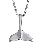 HAQUIL Mermaid Whale Tail Pendant Necklace, Box Chain, Vintage Ocean Jewelry Gift for Women