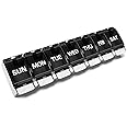 BUG HULL Pill Organizer Easy to Open, Weekly Pill Box Arthritis Friendly, Large Medicine Pill Organizer, Pill Case, Pill Container, Pill Holder, Black
