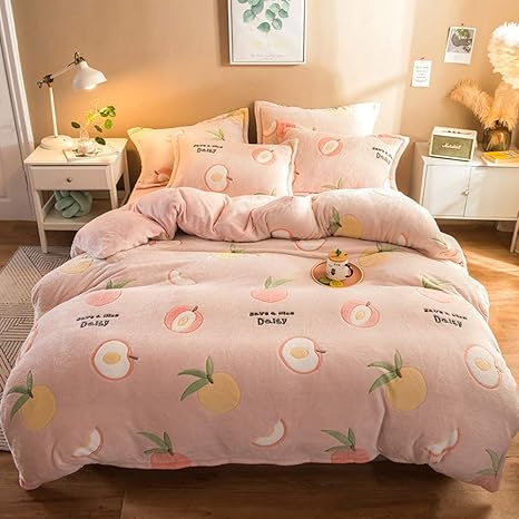 Amazon Co Jp 厚い フランネル 布団カバー 夜の汗 冬 コーラルフリース ベッドシーツ 寝具カバーセット 4個 赤ちゃん の 男 幼児 ベビーベッド 果物 M ホーム キッチン