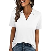 UNCLECAT V Neck Polo Shirts for Womens - Summer 2026 Short Sleeve Collared Tops Business Casual Blouses