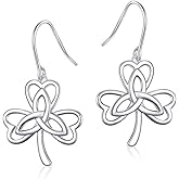 S925 Sterling Silver Celtic Knot Earrings for Women Irish Good Luck Drop Dangle Hook Earrings