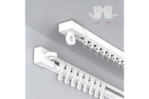 Self Adhesive Curtain Track Curtain Rail Ceiling or Wall Mount, No Drill Curtains Rails 1.3-16.4 ft Ultra-Thin Track System f
