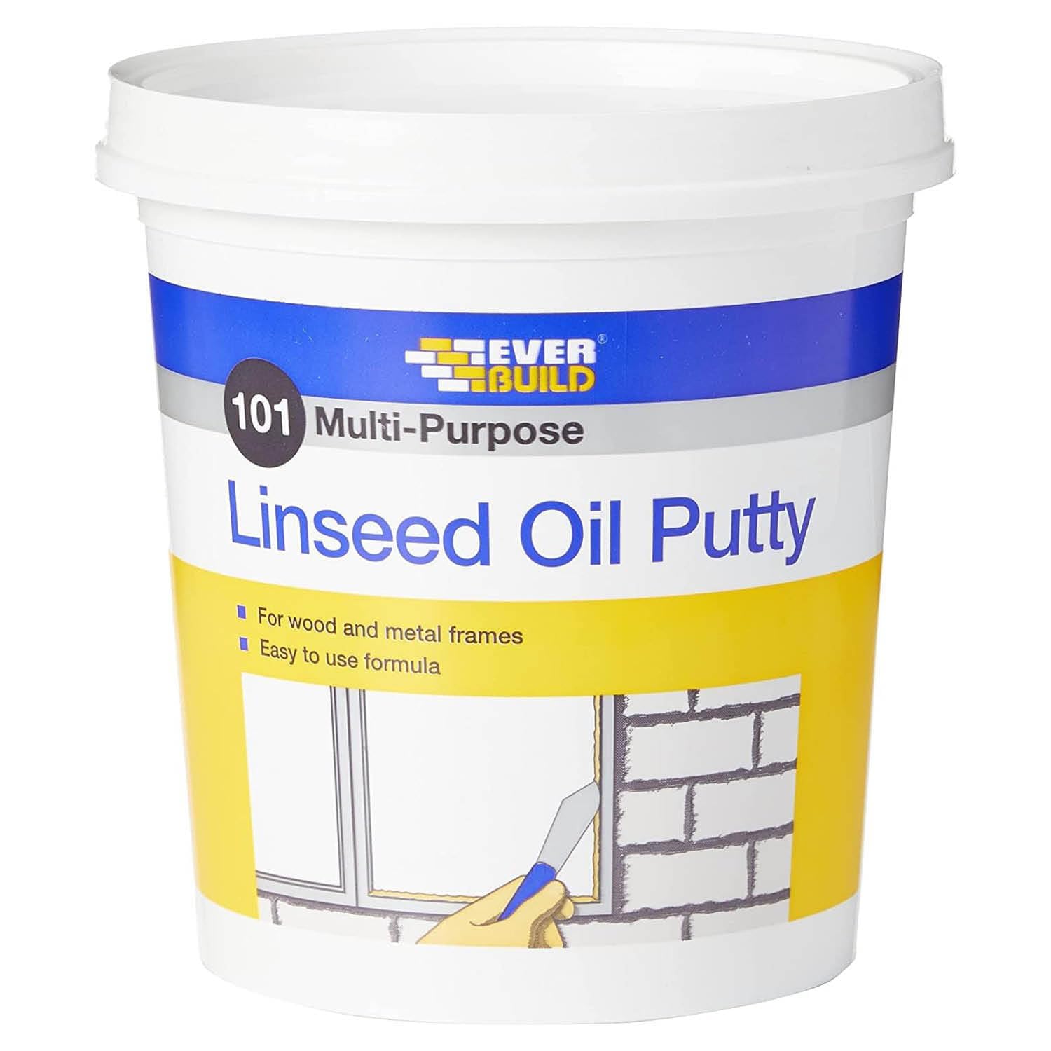 Everbuild 101 Multi-Purpose Linseed Oil Putty – Suitable for Single Pane Glass – Natural – 2kg