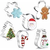 Large Christmas Cookie Cutters, 4" Holiday Cookie Cutters Shape with Recipe Instruction Gingerbread Men,Christmas Tree,Snowfl