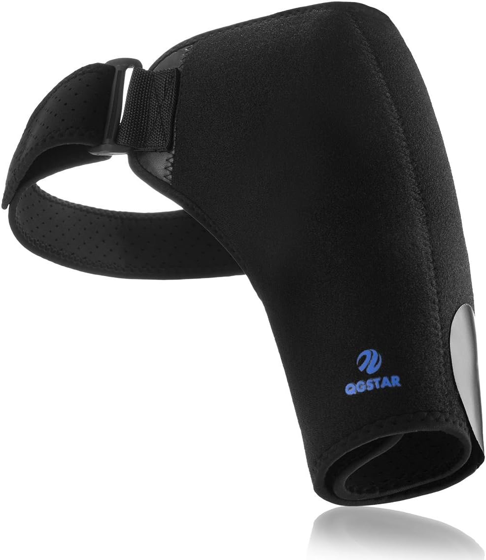 Shoulder Support - QGSTAR Neoprene Adjustable Rotator Cuff Support for Injury Tear Prevention, Frozen Shoulder Pain- Shoulder Brace Compression Wrap Strap Belt Band Fits Both Left or Right Shoulder
