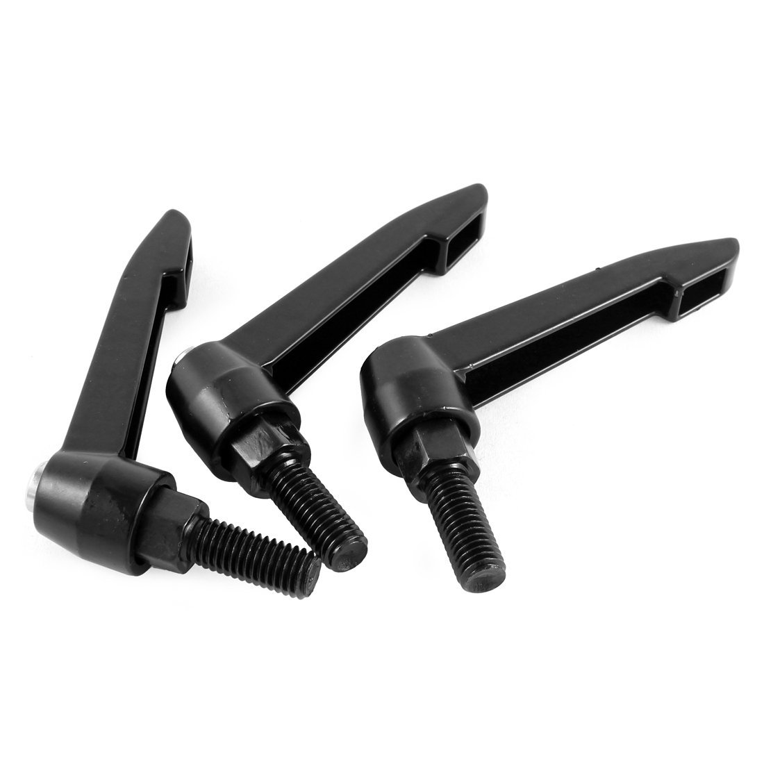 sourcingmap a15072100ux0151 M10x25mm Thread 80mm Long Lever Lathe Adjustable Clamping Handle 3pcs, Black, Set of 3 Pieces