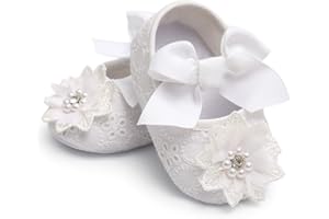 Ohwawadi Infant Baby Girl Shoes Baby Mary Jane Flats Princess Wedding Dress Shoes Crib Shoe for Newborns, Infants, Babies, and Toddlers