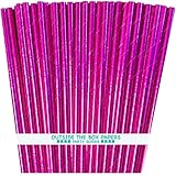 Hot Pink Foil Paper Straws - 7.75 inches - Pack of 100 - Outside The Box Papers Brand